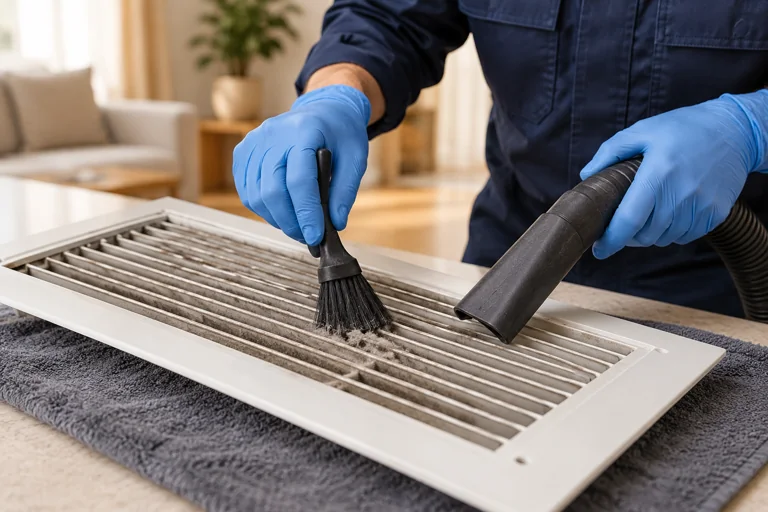 Cleaning a removed air-conditioning vent grille